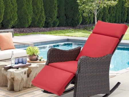 Homrest Outdoor Recliner Chair, Rattan Wicker Rocking Chair with Cushion, Red Online