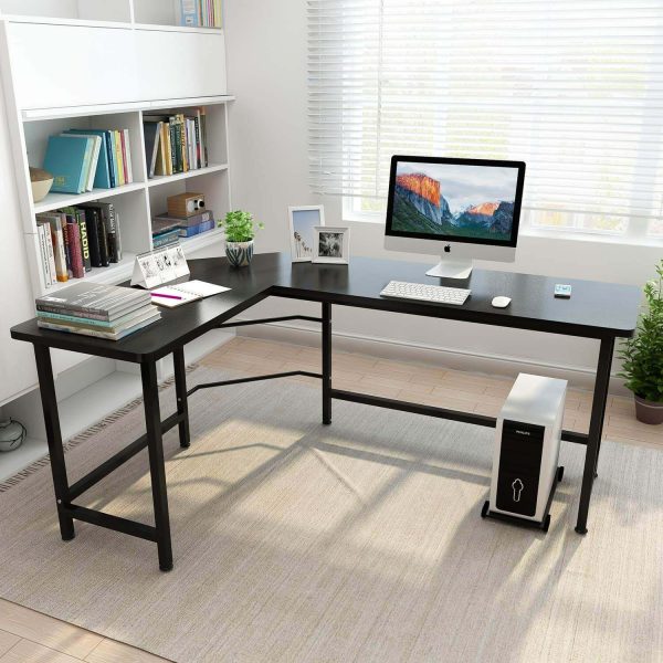 L-Shaped Desktop Computer Desk Black Fashion