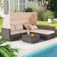 Homrest 6 Pcs Outdoor Sectional Sofa Daybed w  Retractable Canopy, Khaki Online now