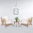 Set of 2 Lounge Arm Chair Mid Century Modern Accent Chair Wood Frame Armchair, Beige Online Hot Sale