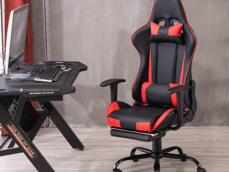 Racing Gaming Chair Faux Leather Chair Swivel Office Chair, Red Discount