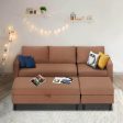 Sectional Sofa with Ottoman and Chaise Lounge, 3-Seat Living Room Furniture Sets, L-Shape Couch Sofa for Living Room, Brown Online