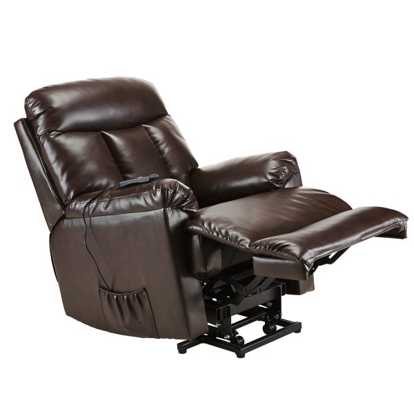 Electric Recliner Chair Lift Chair Power PU Leather Recliner Sofa with Heavy Duty Reclining Mechanism for Living Room, Brown For Sale