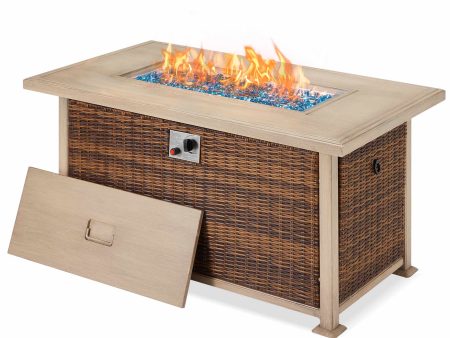 Homrest 50 Inch Propane Fire Pit Table,50,000 BTU with Aluminum Tabletop, Brown Online Hot Sale