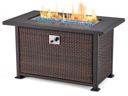 44 in Fire Pit Table 50,000 BTU Propane Fire Pit with Hidden Side Hooks, Dark Brown Online now