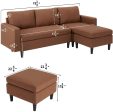 Small Sectional Sofa Couch Small 3 Piece Living Room Convertible Couch Linen Fabric L-Shape Couch with Chaise Lounge for Small Space Apartment, Brown Online