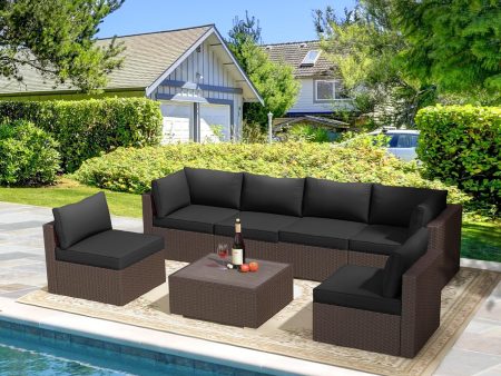 Homrest Outdoor Replacement Cushions for  6-Seat Patio Conversation Sets, Black Online Hot Sale