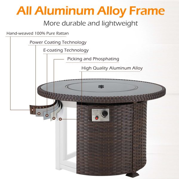 Homrest 38.1   Patio Propane Fire Pit Table with Aluminum-Alloy Frame, Black Hot on Sale