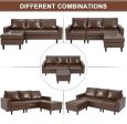 Enlarged Convertible Sectional Sofa Couch, 3-seat Sofa Couch with Ottoman, L-Shaped Sofa with Modern PU Leather Fabric for Living Room or Apartment, Brown Hot on Sale