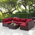 7 Pcs Patio Furniture Set All Weather Sectional Sofa w  Red Cushion & Coffee Table on Sale