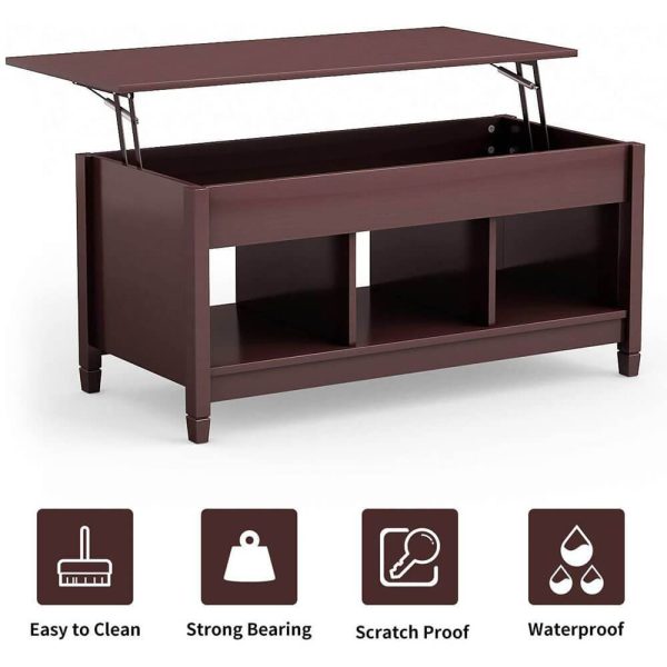 Coffee Table Lift Tabletop Wood Home Living Room Modern Lift Top Storage Brown on Sale