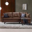 Faux Leather Sectional Sofa Convertible Couch Brown Leather L-Shape Couch for Small Space Apartment on Sale