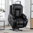 Power Lift Recliner Chair with Massage & Heat for Elderly, PU Leather Electric Recliner with 2 Side Pockets, Cup Holders & USB Port (Black) Sale