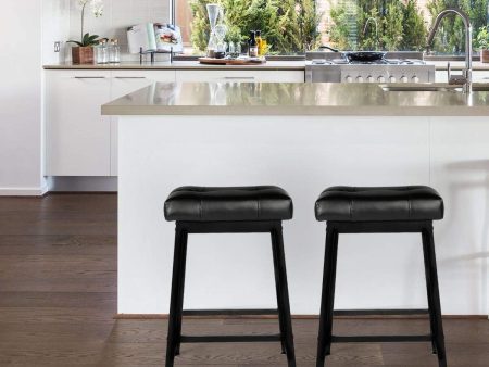 24 inches Counter Height Bar Stools Set of 2  with Faux Leather Cushion on Sale