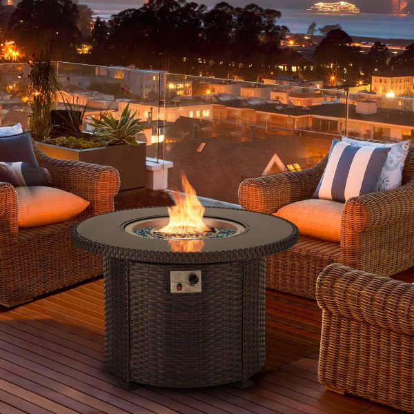 Homrest 38.1   Patio Propane Fire Pit Table with Aluminum-Alloy Frame, Black Hot on Sale