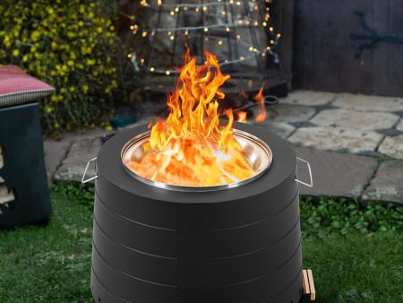 Homrest Smokeless 19.5 in Patio Fire Pit with Removable Ash Pan, Black Cheap