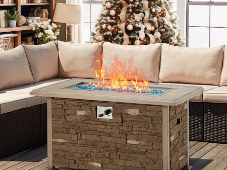 44   Propane Gas Fire Pit Table 50000 BTU Auto-Ignition w  Aluminum Tabletop, Coffee For Discount