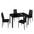 Rectangle Tempered Glass Dining Table with Nine Block Box Pattern Black For Sale