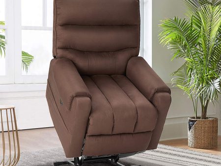 Electric Power Lift Recliner Chair Recliner Sofa for Elderly, Microfiber Recliner Chair with Heated Vibration Massage, 2 Side Pockets and USB Ports, Brown Discount