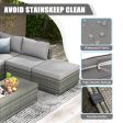 6 Pcs Outdoor Sectional Sofa Set Clearance Patio Rattan Furniture with Coffee Table, All Weather Wicker Conversation Set(Grey) Online