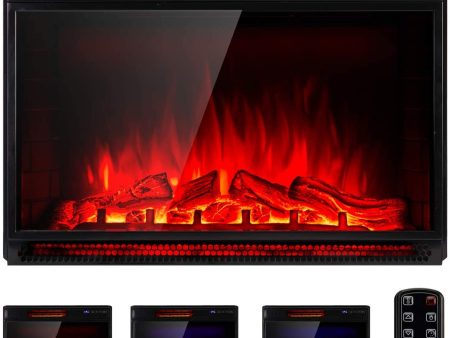 29 Inch Electric Fireplace Insert, Recessed Mounted & Freestanding Electric Fireplace Heater with Remote Control on Sale