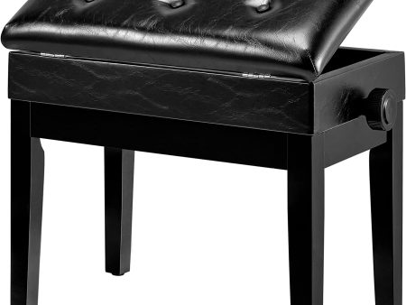 Homrest Piano Stool Solid Wood Keyboard Bench Adjustable with PE Leather (Black) Online