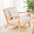 Set of 2 Lounge Arm Chair Mid Century Modern Accent Chair Wood Frame Armchair, Beige Online Hot Sale