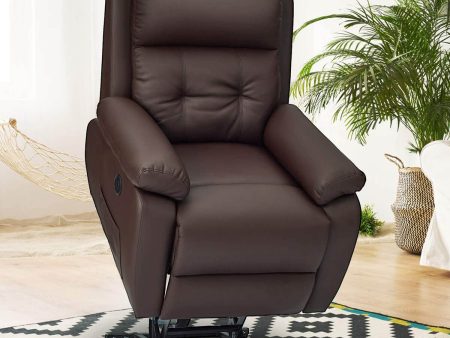 Electric Power Lift Recliner Chair Sofa for Elderly, Faux Leather Recliner Chair with Heated Vibration Massage, Heavy Duty & Safety Motion Reclining Mechanism, Brown Hot on Sale