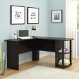 L-Shaped Computer Desk with Two-layer Bookshelves Dark Brown Online