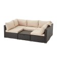 Homrest 6 Pcs Outdoor Sectional Sofa Daybed w  Retractable Canopy, Khaki Online now