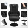 Recliner Chair and Ottoman, 360 Degrees Swivel Ergonomic Faux Leather Lounge Recliner with Footrest, Vibration Massage Lounge Chair with Side Pocket, Black Cheap