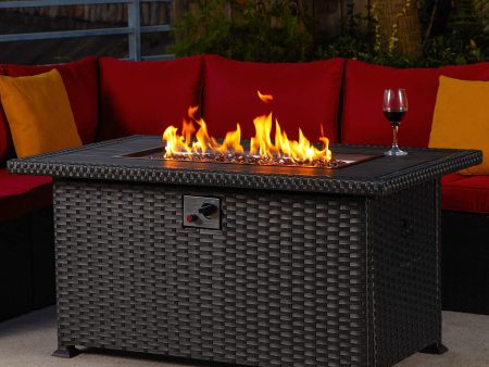 50  Propane Gas Fire Pit Table 50000 BTU Auto-Ignition w  Waterproof Cover, Black Discount