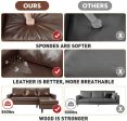 Enlarged Convertible Sectional Sofa Couch, 3-seat Sofa Couch with Ottoman, L-Shaped Sofa with Modern PU Leather Fabric for Living Room or Apartment, Brown Hot on Sale