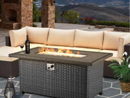 50  Propane Gas Fire Pit Table 50000 BTU Auto-Ignition with Windguard, Black (Copy) For Sale