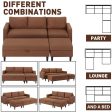 Sectional Sofa with Ottoman and Chaise Lounge, 3-Seat Living Room Furniture Sets, L-Shape Couch Sofa for Living Room, Brown Online