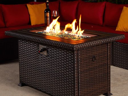 Homrest 44  Propane Gas Fire Pit Table 50000 BTU Auto-Ignition w  Waterproof Cover, Brown Discount