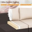 7 Pcs Patio Rattan Sectional Sofa Set w  Ergonomic Curved Armrest , Khaki Cushion & Glass Table Supply