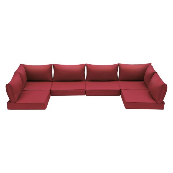 Homrest Outdoor Replacement Cushions for  6-Seat Patio Conversation Set, Wine Red Online now