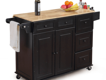 Homrest Rolling Kitchen Island on Wheels with Drop Leaf, Rack and Drawer, Black Online Sale