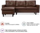 Faux Leather Sectional Sofa Convertible Couch Brown Leather L-Shape Couch for Small Space Apartment on Sale