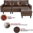 Enlarged Convertible Sectional Sofa Couch, 3-seat Sofa Couch with Ottoman, L-Shaped Sofa with Modern PU Leather Fabric for Living Room or Apartment, Brown Hot on Sale