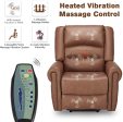 Power Lift Recliner Chair for Elderly, Faux Leather with Rivet Design Electric Recliner Chair with Heated Vibration Massage, Side Pockets & USB Port, Saddle Brown Online