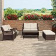 Patio Furniture Set, 6 Pcs Rattan Outdoor Conversation Sets with Ottoman, Brown Online Sale