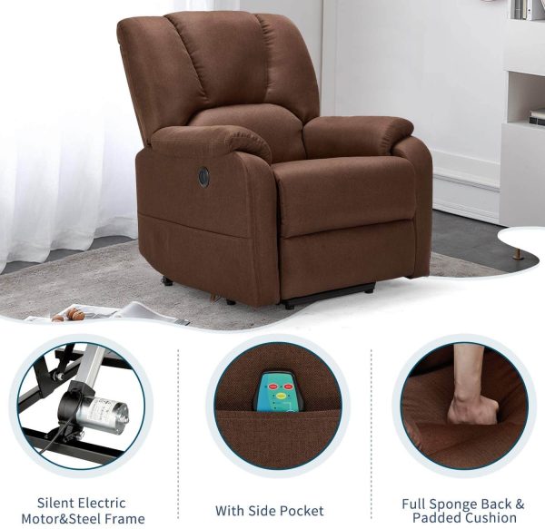 Electric Power Lift Recliner Chair Sofa with Massage and Heat for Elderly, Microfiber Recliner Chair with Side Pockets & USB Port, Brown Online Hot Sale