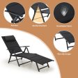 Outdoor Folding Lounge Chair with 7-Position Adjustable Backrest for Poolside, Black For Discount