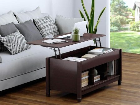 Coffee Table Lift Tabletop Wood Home Living Room Modern Lift Top Storage Brown on Sale