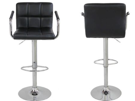 2 pieces 60-80cm 6 Checks Round Cushion Bar Stools with Armrest Black Online