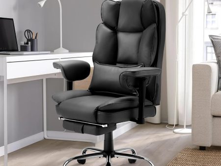 Homrest Executive Office Chair with Adjustable Reclining and Retractable Footrest, Black Sale