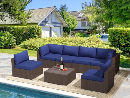 Homrest Outdoor Replacement Cushions for  6-Seat Patio Conversation Sets, Dark Blue Discount