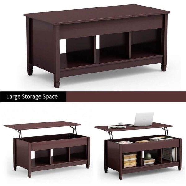 Coffee Table Lift Tabletop Wood Home Living Room Modern Lift Top Storage Brown on Sale